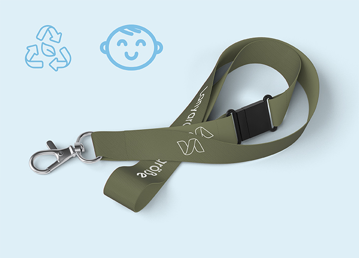 Lanyard in Kindergröße mit Sicherheitsverschluss aus Recycling-Material | 4/4 | 20 mm