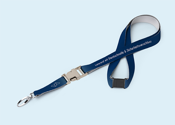 Lanyard mit Metallsteckschnalle und Sicherheitsverschluss aus Satin | 4/0 | 15 mm