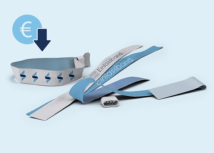 Einlassbänder aus Stoff (Rückseite unifarben) nicht eingefädelt