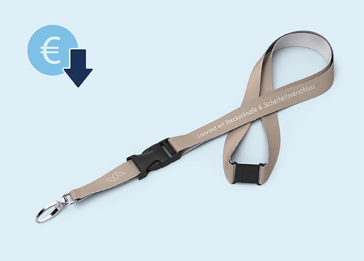 Lanyard mit Steckschnalle und Sicherheitsverschluss aus Polyester | 4/0 | 20 mm