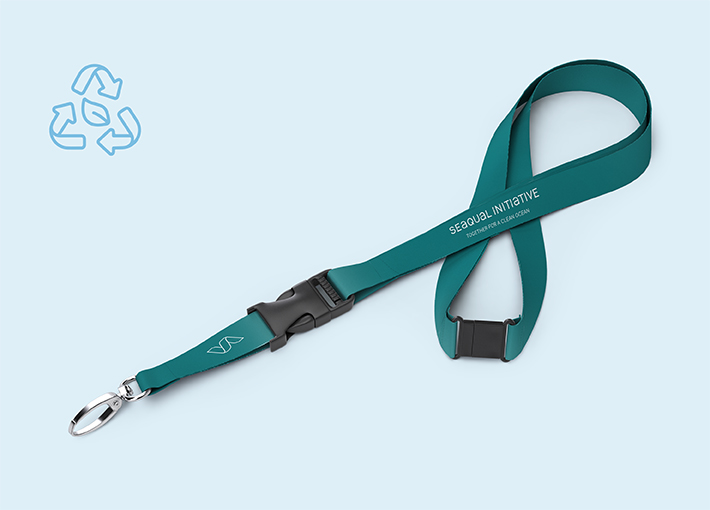 Lanyard mit Steckschnalle und Sicherheitsverschluss aus SEAQUAL® YARN | 4/4 | 20 mm