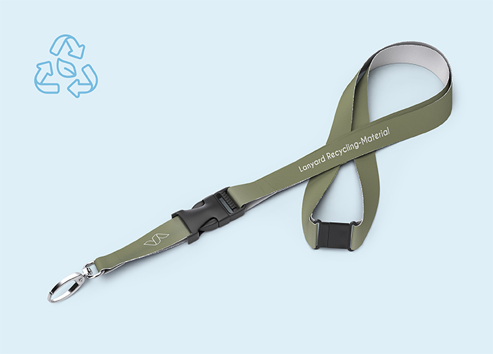 Lanyard mit Steckschnalle und Sicherheitsverschluss aus Recycling-Material | 4/0 | 15 mm