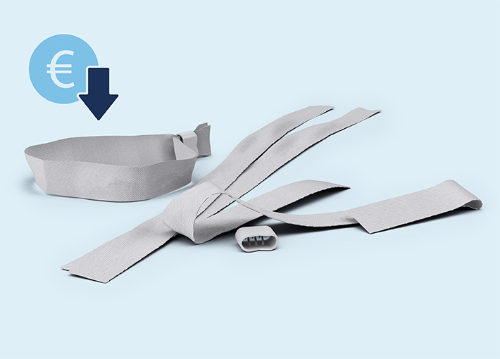 Einlassbänder aus Stoff (blanko) nicht eingefädelt