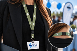 Lanyards mit Steckschnalle und Sicherheitsverschluss aus Recycling-Material