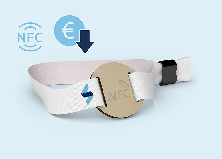 Einlassbänder bedruckt (NFC-Chip Holz, eckig) nicht eingefädelt (Kindergröße)