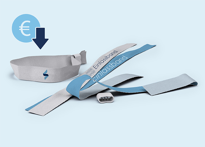 Einlassbänder aus Stoff (einseitig bedruckt) nicht eingefädelt