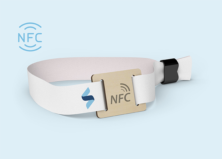 Einlassbänder bedruckt (NFC-Chip Holz, eckig) (Kindergröße)